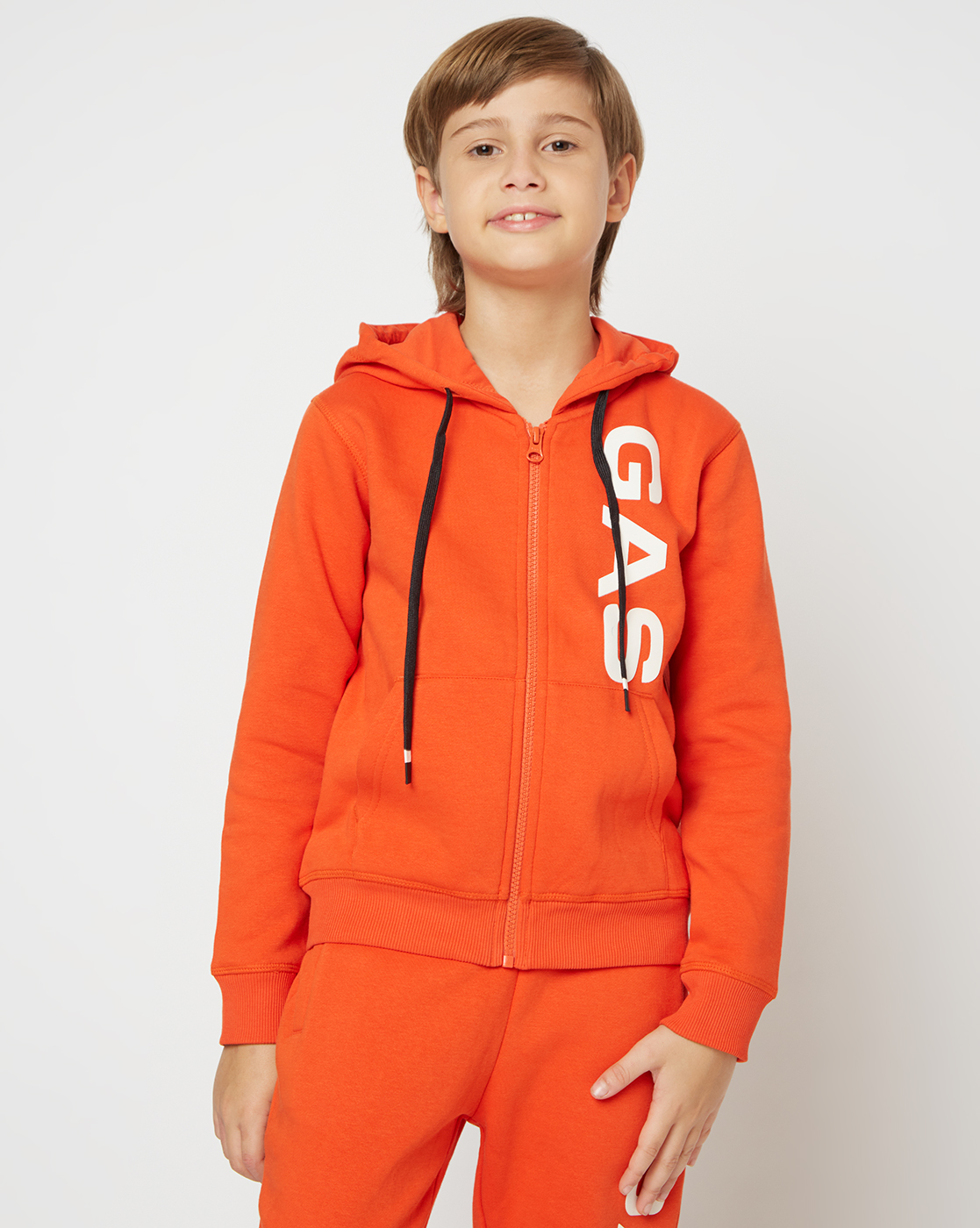 Gas Kids Boys Orange Printed Sweatshirt